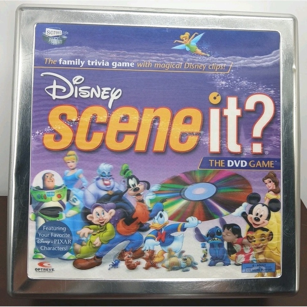 Disney Scene It DVD Game Tin COMPLETE ScreenLife 2004 Pixar Movies Trivia